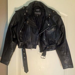 Wilson’s black leather motorcycle jacket